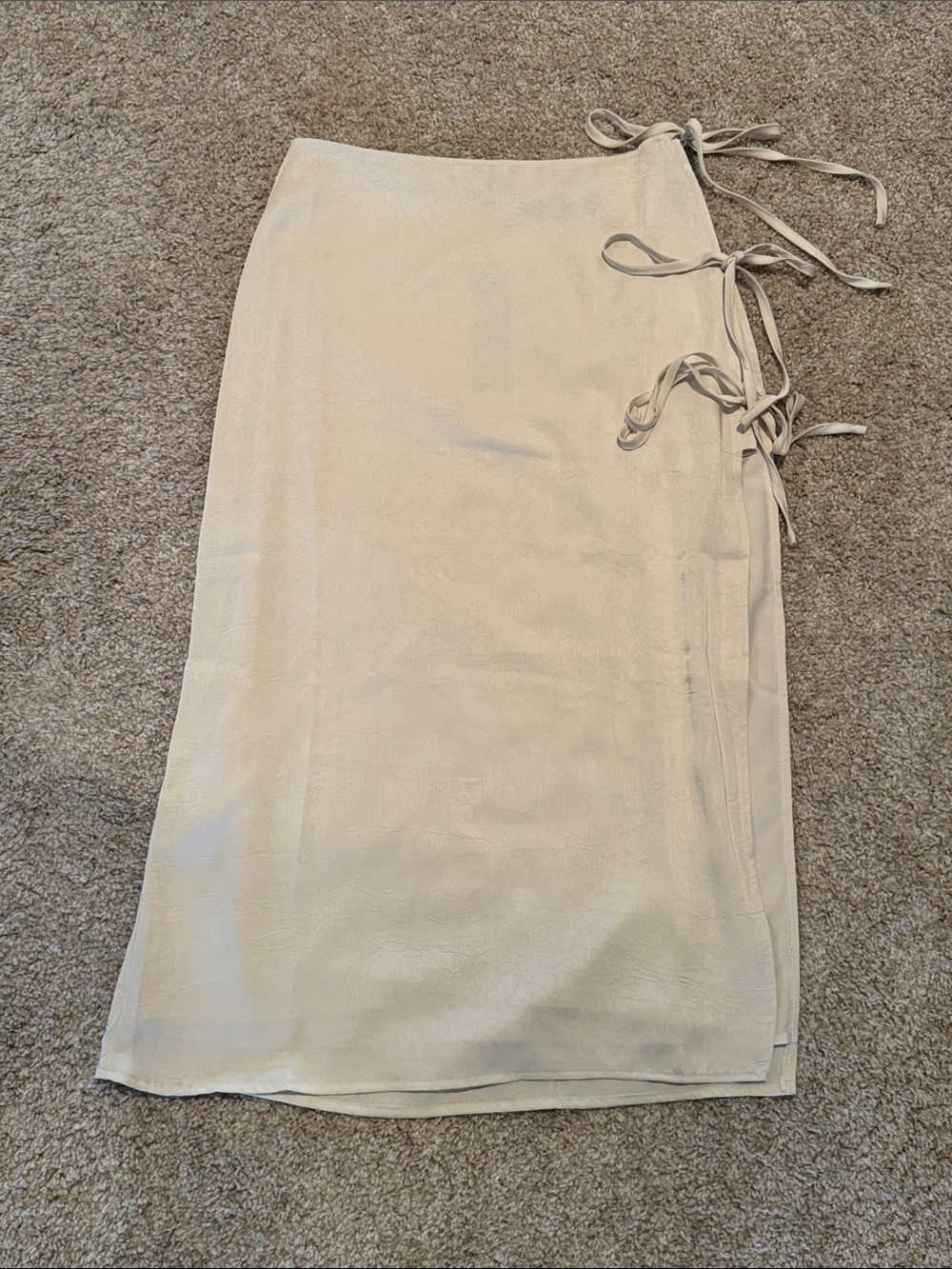 Lulu's Cream Side-Tie Wrap Midi Skirt